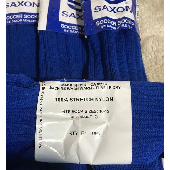 Saxon Blue Soccer Socks Nylon Stretch Size 10-13 Shoe Size 7-12 Pack Of 4 - Picture 5 of 6
